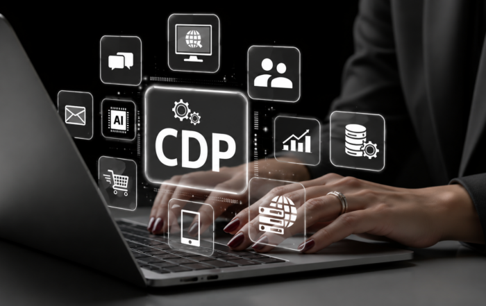 A graphic displaying a CDP at the centre of a marketing eco-system